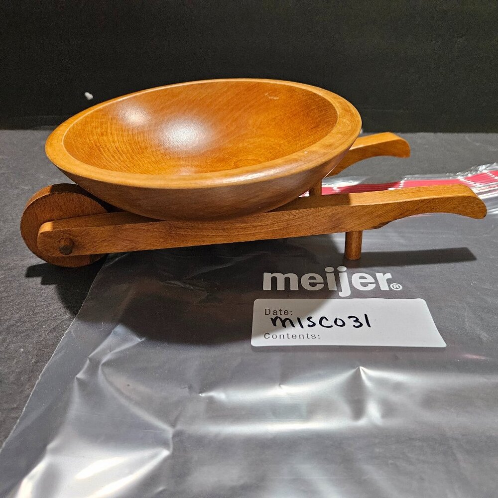 VINTAGE WOODCROFTERY WHEELBARROW CANDY BOWL
